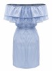 Blue Striped Layered Ruffle Tie Waist Dress