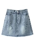 Blue Light Wash High Waist Pencil Mini Skirt